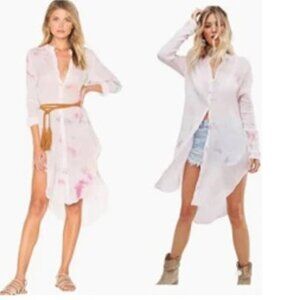 Free People Happiest Morning Button Down Dress Linen Cotton Medium